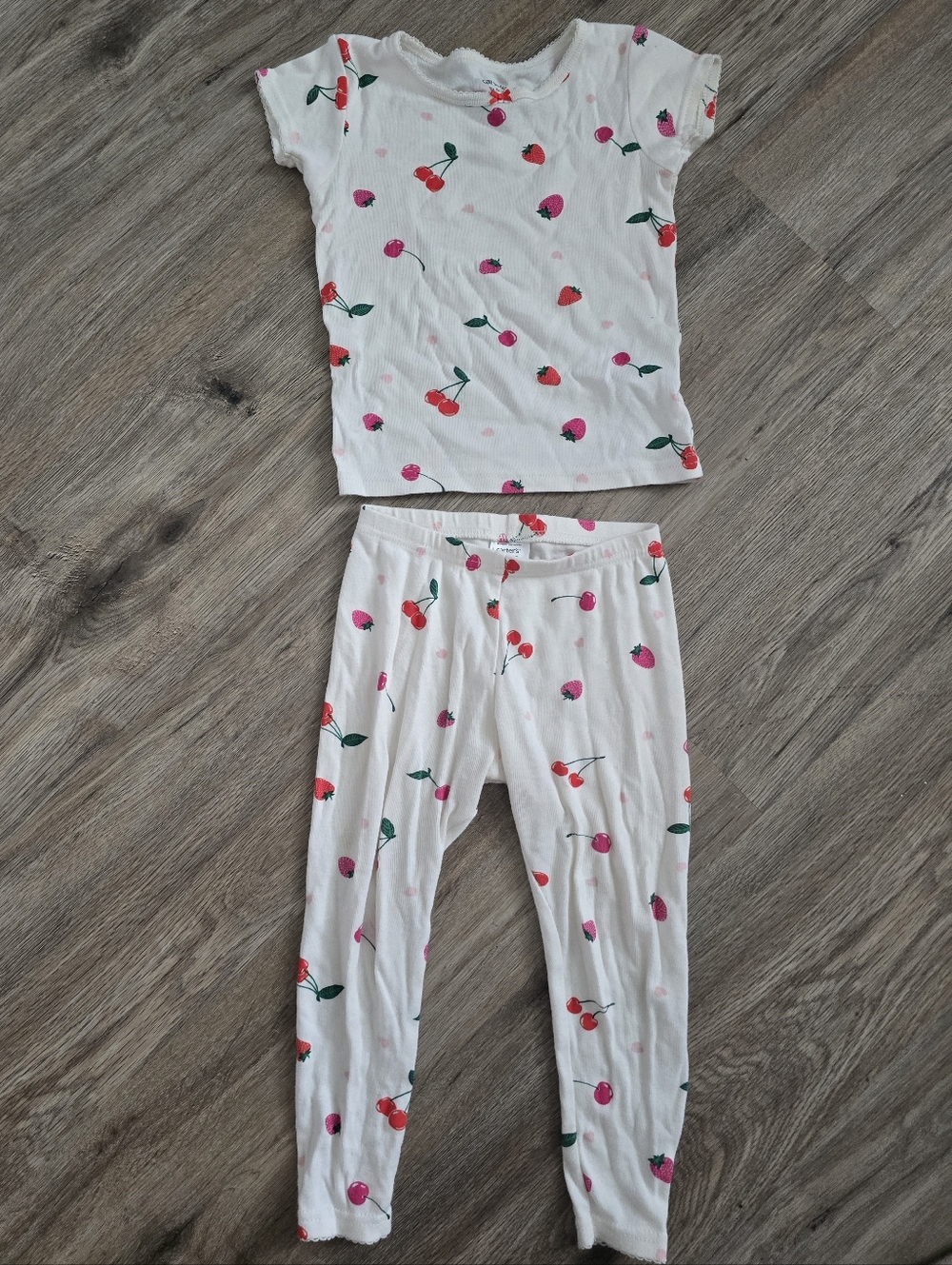 Carter's White Cherry-Print Girls Pajama Set